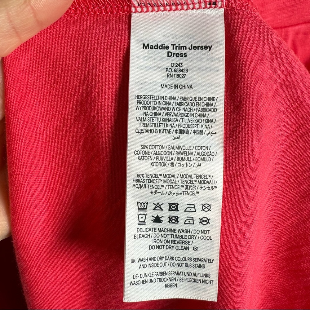 Boden Maddie Trim Jersey Dress Size 8P Flutter Sleeves Pockets Pink Salmon NWT - Picture 12 of 12